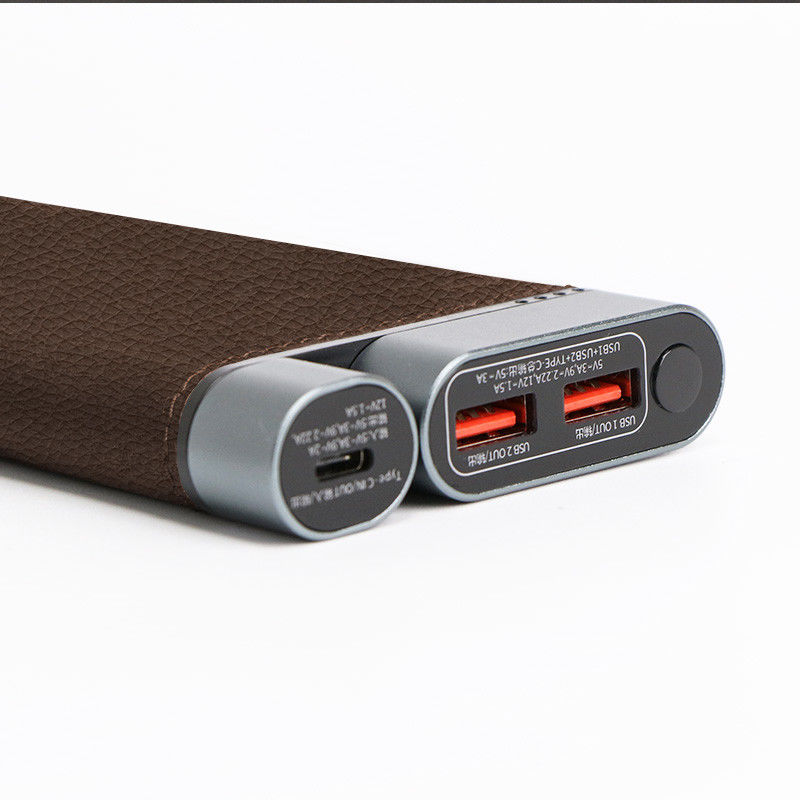 10K MAh PD Power Bank làm bằng tay vỏ da cáp kim loại cổng 3 thiết bị sạc